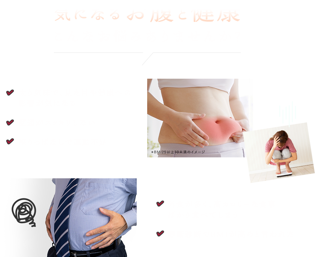 気になるお腹と健康こんなお悩みありませんか？